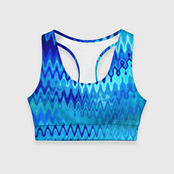 Топик спортивный женский Синий-голубой абстрактный узор, цвет: 3D-принт