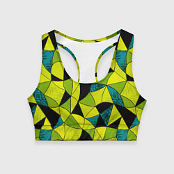 Топик спортивный женский Гранжевый яркий зеленый, цвет: 3D-принт