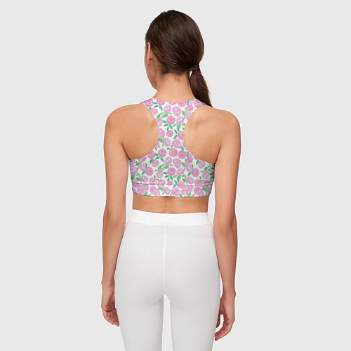 Женский спортивный топ Розовые акварельные розы / 3D-принт – фото 4