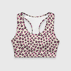 Топик спортивный женский Леопардовый принт розовый, цвет: 3D-принт