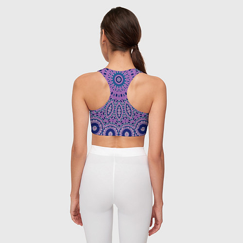 Женский спортивный топ Сиреневый калейдоскоп / 3D-принт – фото 4