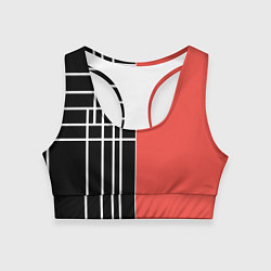 Топик спортивный женский Черный и коралловый арт деко, цвет: 3D-принт