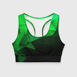 Топик спортивный женский Изумрудный Зеленый Геометрия, цвет: 3D-принт