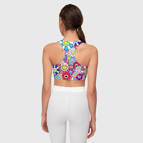 Женский спортивный топ Цветы Takashi Murakami / 3D-принт – фото 4
