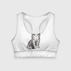 Топик спортивный женский Сидящая белая тигрица, цвет: 3D-принт