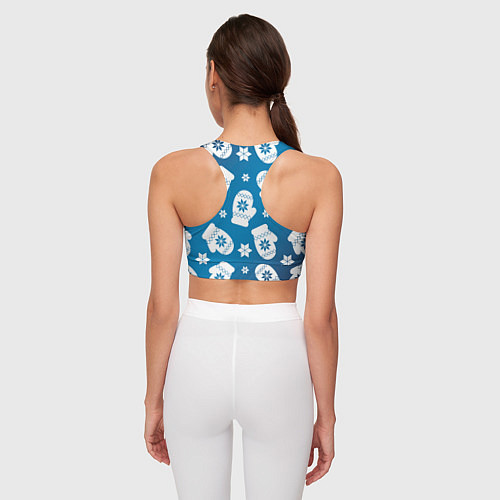 Женский спортивный топ Новогодние варежки паттерн / 3D-принт – фото 4