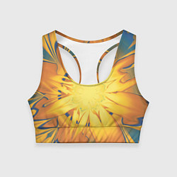 Топик спортивный женский Солнечный цветок Абстракция 535-332-32, цвет: 3D-принт
