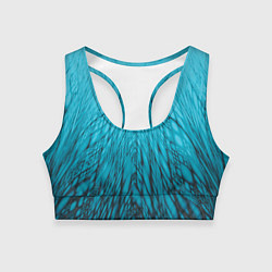 Топик спортивный женский Коллекция Rays Лучи Голубой и черный Абстракция 65, цвет: 3D-принт