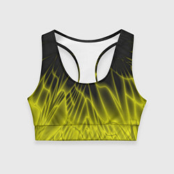 Топик спортивный женский Коллекция Rays Лучи Желтый и черный Абстракция 662, цвет: 3D-принт