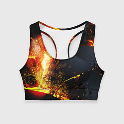 Женский спортивный топ 3D ВЗРЫВ, ОБЛОМКИ NEON EXPLOSION