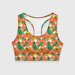 Топик спортивный женский Паттерн из авокадо, цвет: 3D-принт