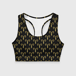 Топик спортивный женский Золотой овен на черном фоне Паттерн, цвет: 3D-принт