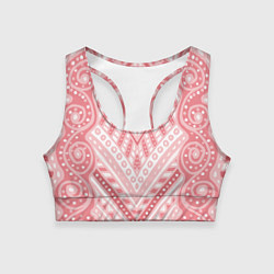 Топик спортивный женский Абстракция в стиле дудл Розовый и белый цвета Лини, цвет: 3D-принт