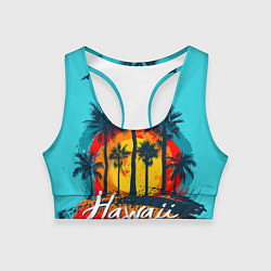 Топик спортивный женский Hawaii Солнце, Пальмы, цвет: 3D-принт