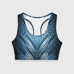 Топик спортивный женский Неоновый абстрактный узор Синий и голубой неон на, цвет: 3D-принт