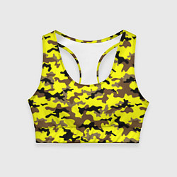 Топик спортивный женский Камуфляж Жёлто-Коричневый, цвет: 3D-принт