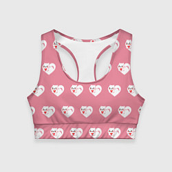 Топик спортивный женский Орнамент сердце кот, цвет: 3D-принт