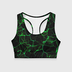 Топик спортивный женский Абстракция - Черно-зеленый фон - дым, цвет: 3D-принт