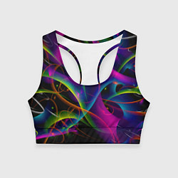 Топик спортивный женский Vanguard neon pattern Авангардный неоновый паттерн, цвет: 3D-принт