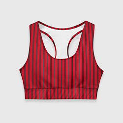 Топик спортивный женский Красно-черный узор в полоску, цвет: 3D-принт
