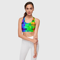 Топик спортивный женский РАЗНОЦВЕТНЫЕ КУБИКИ MULTICOLORED CUBES, цвет: 3D-принт — фото 2