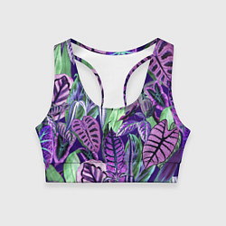 Топик спортивный женский Цветы Яркие Тропики, цвет: 3D-принт