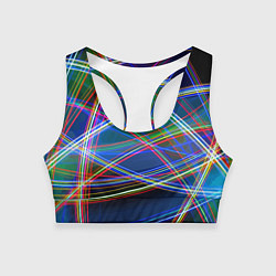 Топик спортивный женский Разноцветные неоновые линии Абстракция Multicolore, цвет: 3D-принт