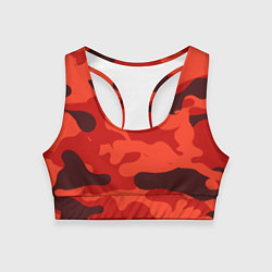 Топик спортивный женский Рыжий камуфляж Огонь Пятна, цвет: 3D-принт