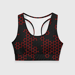Топик спортивный женский НАНОКОСТЮМ Black and Red Hexagon Гексагоны, цвет: 3D-принт