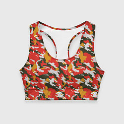 Топик спортивный женский Летний яркий камуфляж, цвет: 3D-принт