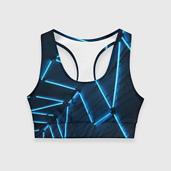 Топик спортивный женский Неоновые лампы и кирпичный эффект - Голубой, цвет: 3D-принт