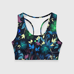 Женский спортивный топ Color summer night Floral pattern