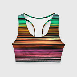 Топик спортивный женский Multicolored thin stripes Разноцветные полосы, цвет: 3D-принт