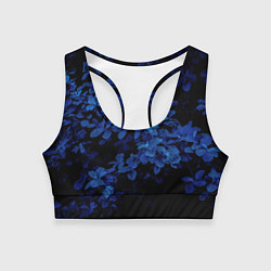 Топик спортивный женский BLUE FLOWERS Синие цветы, цвет: 3D-принт