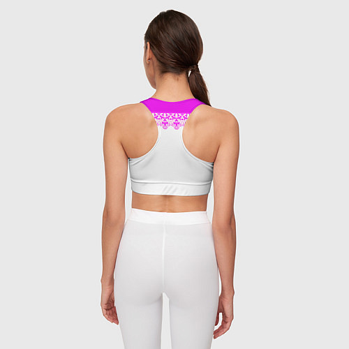 Женский спортивный топ White and pink lace pattern / 3D-принт – фото 4
