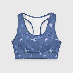 Топик спортивный женский Gray-Blue Star Pattern, цвет: 3D-принт