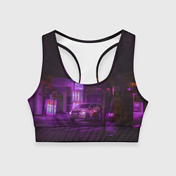 Топик спортивный женский Неоновый ночной переход - Фиолетовый, цвет: 3D-принт