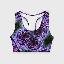 Топик спортивный женский Неоновые узоры и фигуры - Фиолетовый, цвет: 3D-принт