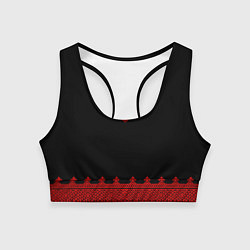 Топик спортивный женский Черная славянская рубаха, цвет: 3D-принт