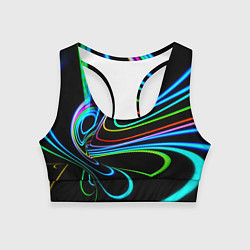 Топик спортивный женский Неоновый многоцветный узор - Светло-синий, цвет: 3D-принт