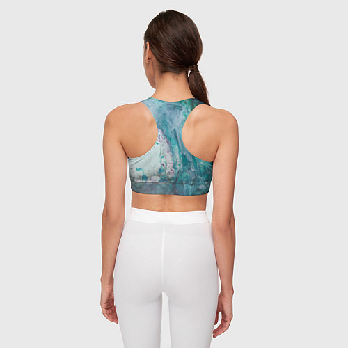 Женский спортивный топ Абстрактные краски на холсте - Голубой / 3D-принт – фото 4