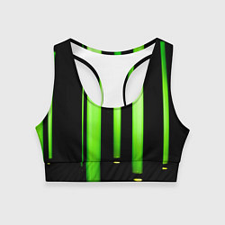 Топик спортивный женский Абстрактные неоновые колбы с кислотой - Зелёный, цвет: 3D-принт