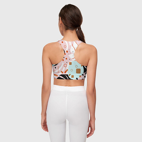 Женский спортивный топ Абстрактные фигуры с пальмовыми листами на розовом / 3D-принт – фото 4