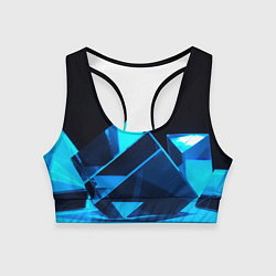 Топик спортивный женский Неоновые объёмный куб - Синий, цвет: 3D-принт