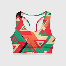 Топик спортивный женский Треугольный хаос, цвет: 3D-принт