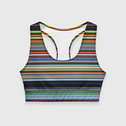 Топик спортивный женский Абстрактное множество разноцветных линий, цвет: 3D-принт