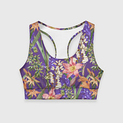 Топик спортивный женский Яркий Цветочный Сад, цвет: 3D-принт