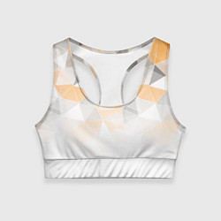 Топик спортивный женский Однотонный белый и желто-серый геометрический, цвет: 3D-принт