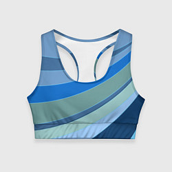 Топик спортивный женский Сине-зеленые линии, цвет: 3D-принт