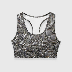 Топик спортивный женский Растительный орнамент - чеканка по серебру, цвет: 3D-принт